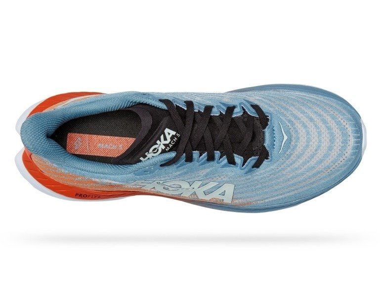 1127893MSP Кроссовки муж. HOKA M MACH 5, цв. голубой-оранжевый 