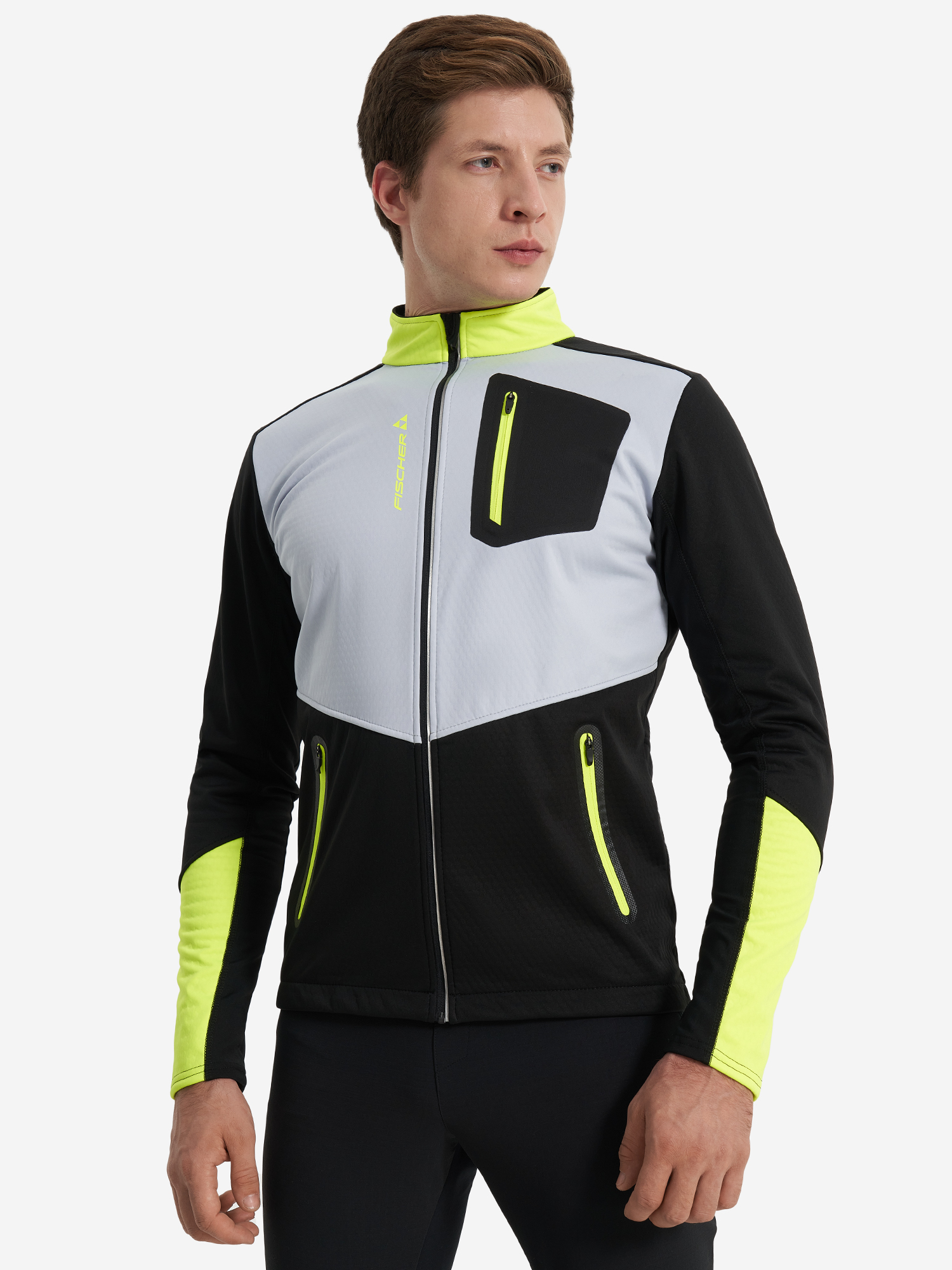 GR8115-103 Куртка муж. FISCHER Softshell Warm black/lime