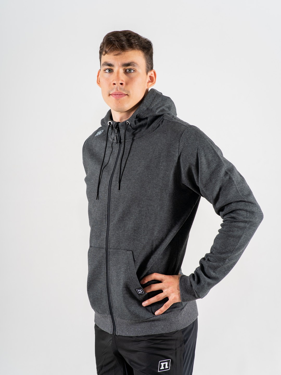 2001644-0194 Кофта унисекс NONAME Track Hoodie UX 23, цв. меланж черный
