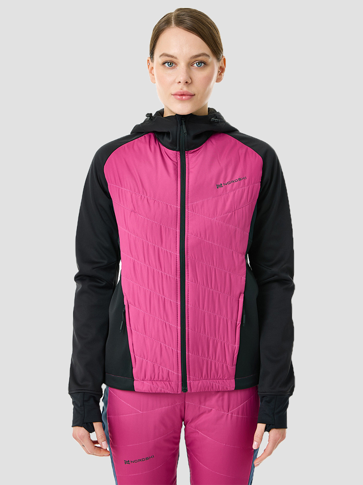 NSW853928 Куртка жен. NordSki Hybrid Hood black/fuchsia