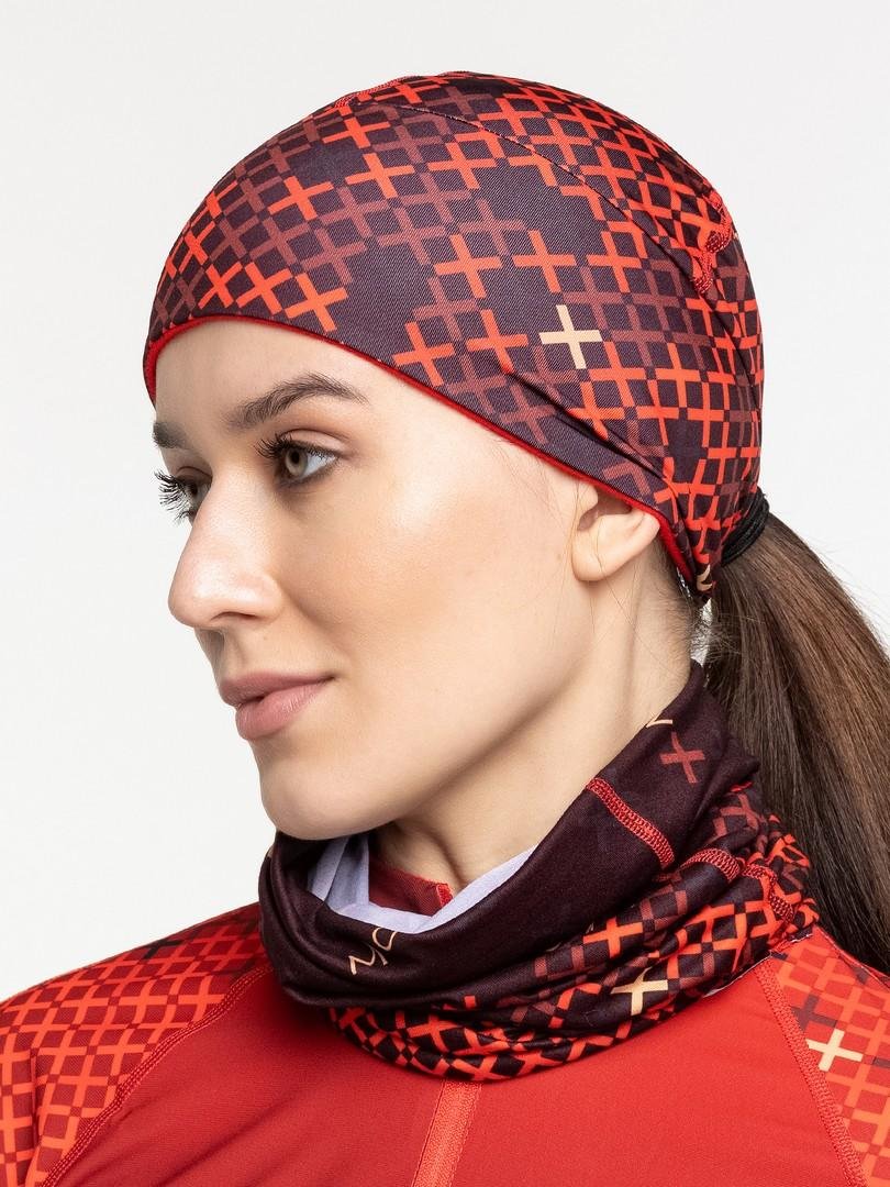 23524M-90000 Шапка гоночная унисекс MOAX Sirius Pony Tail с отверст, цв. красный-бордовый 