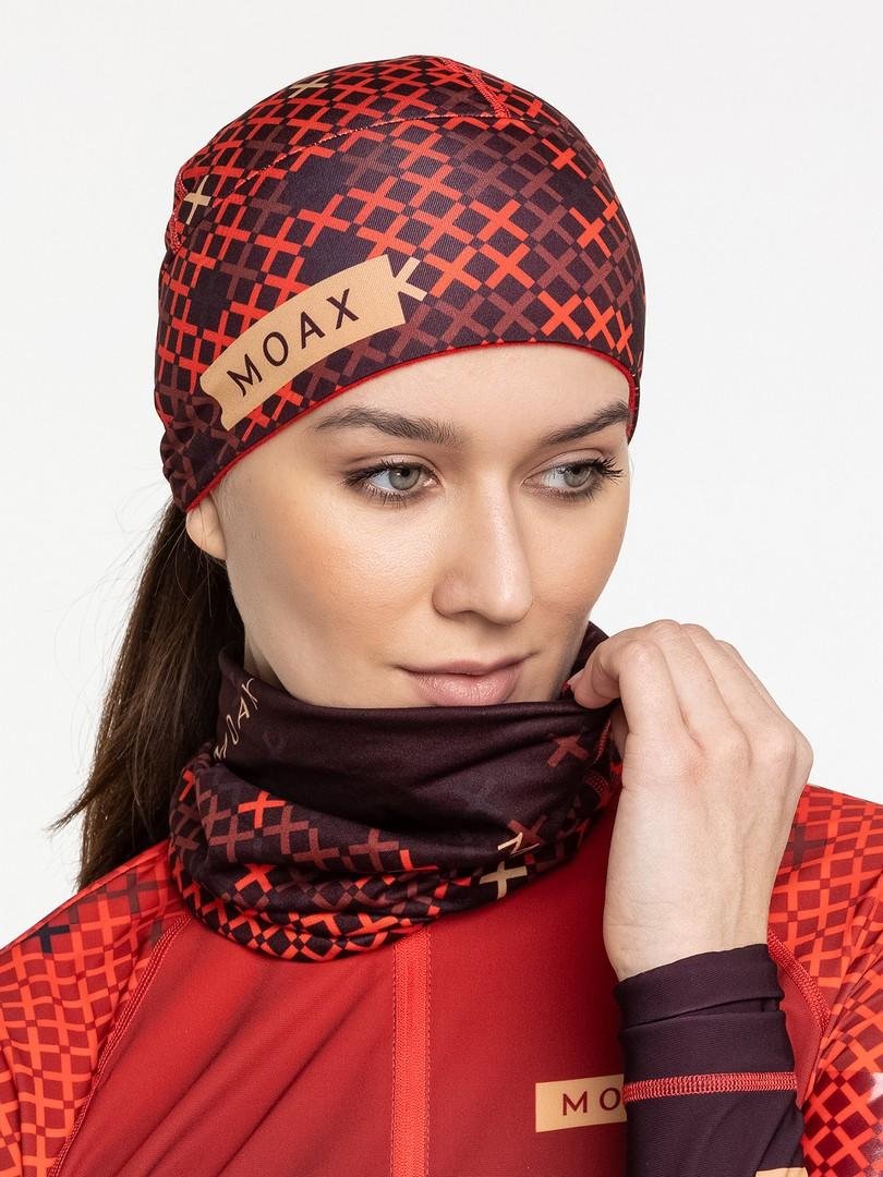23524M-90000 Шапка гоночная унисекс MOAX Sirius Pony Tail с отверст, цв. красный-бордовый 