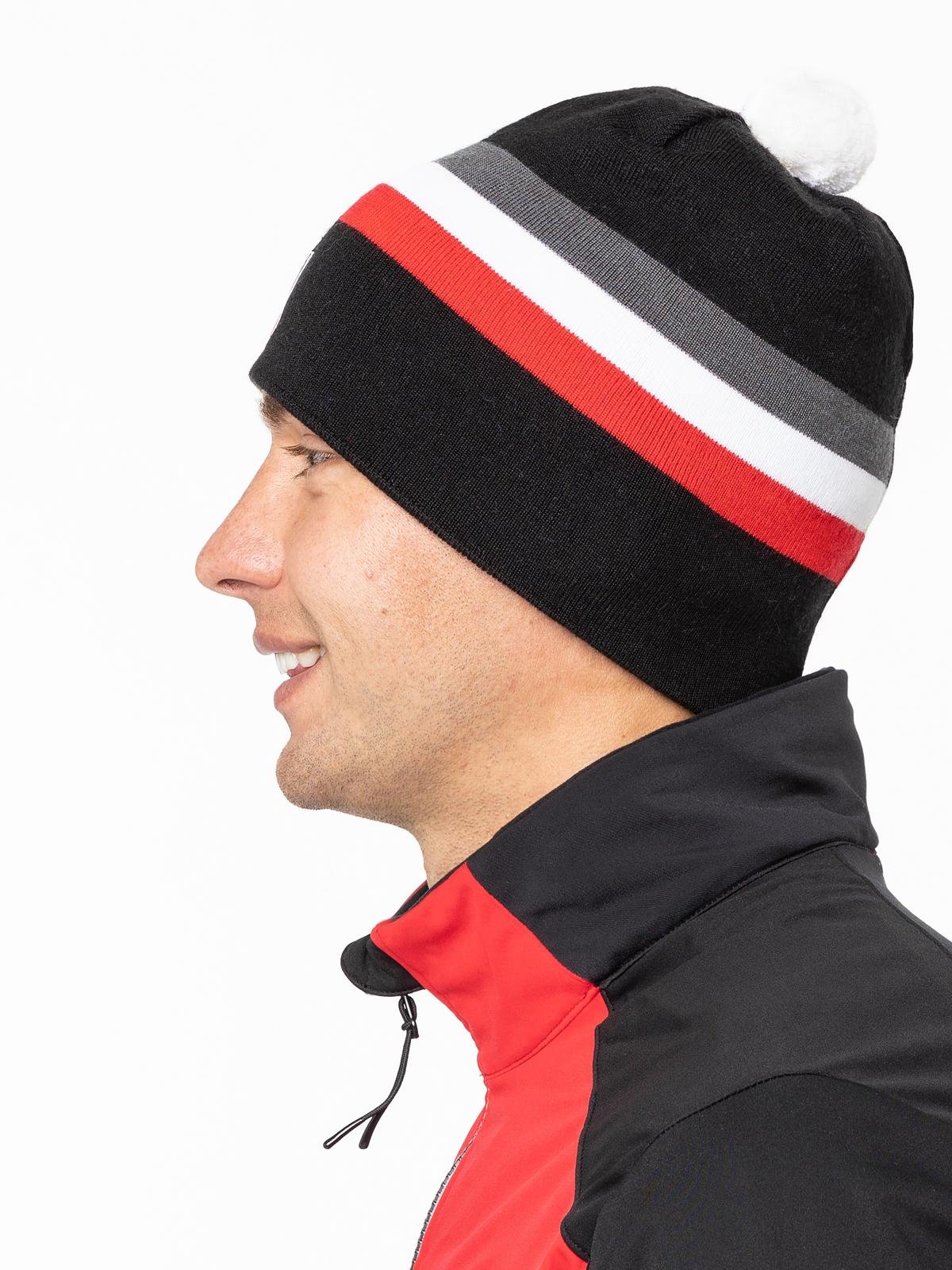 23575M-10010 Шапочка унисекс MOAX Tradition Sport stripe, цв. черный-красный