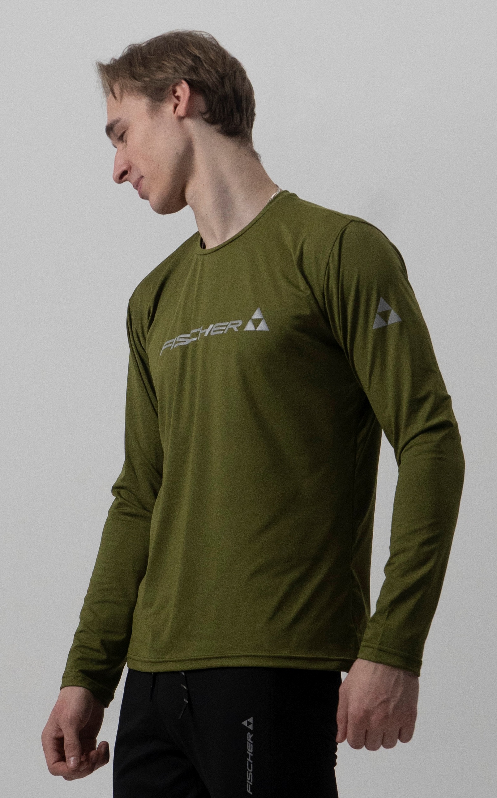 GR8222-350 Лонгслив муж. FISCHER Logo Long, цв. хаки (46)