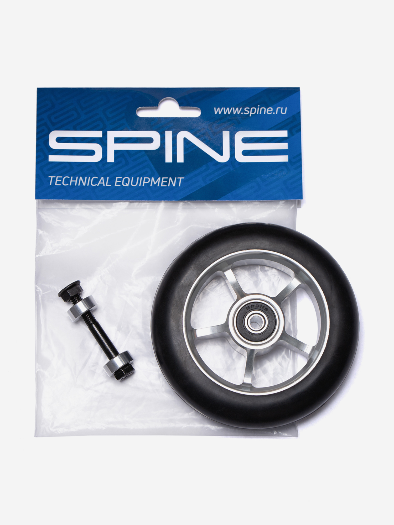 27974 Колесо лыжероллера SPINE в сборе Rubber 78A-5, Skate 100*24 каучук, среднее №2