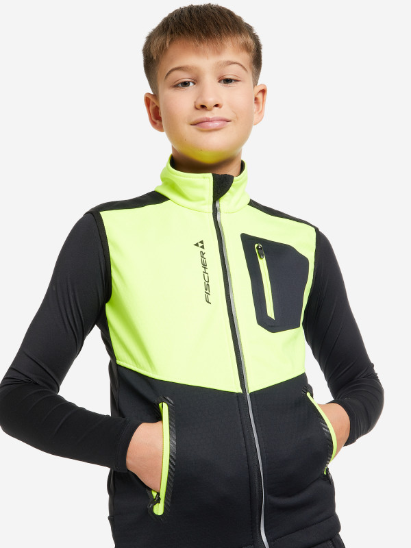 GR8131-103 Жилет дет. FISCHER  Softshell, цв.черн-лимон