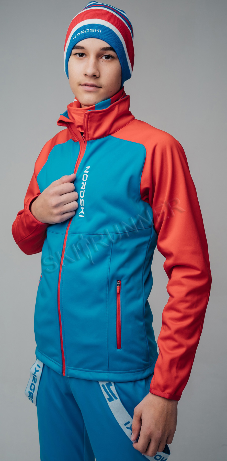 NSJ482879 Куртка разминочная дет. NORDSKI Premium blue/red 