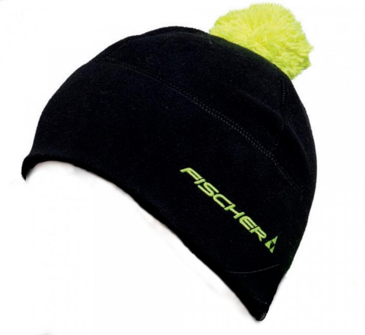 GR8201-100 Шапка унисекс FISCHER Fleece, цв. черный-желтый