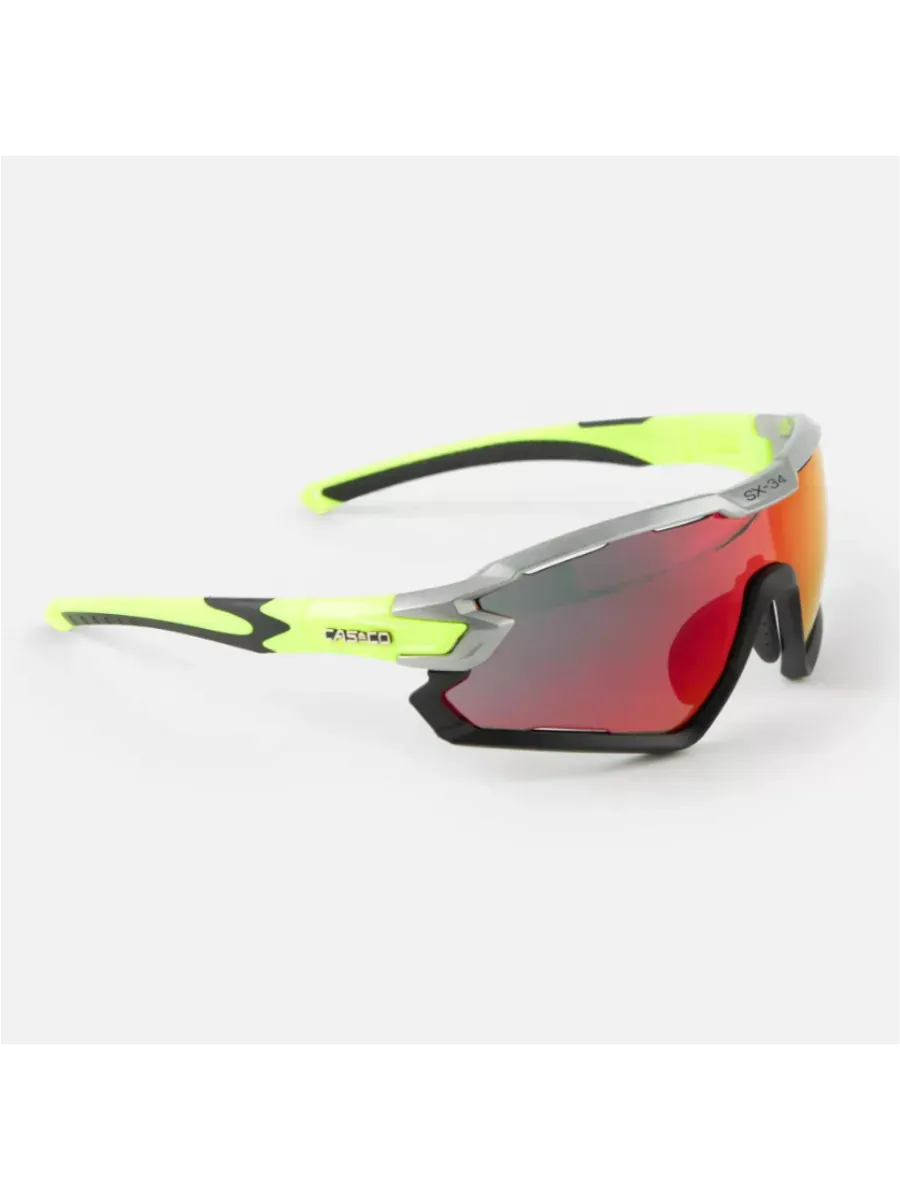 09.1313.30 Очки CASCO SX-34 Carbonic, р. OS, цв. опр. желтый неон/лин.красный