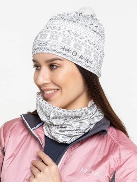 23803M-00025P Шапка унисекс MOAX Tauri Stretch, цв. белый-св.серый