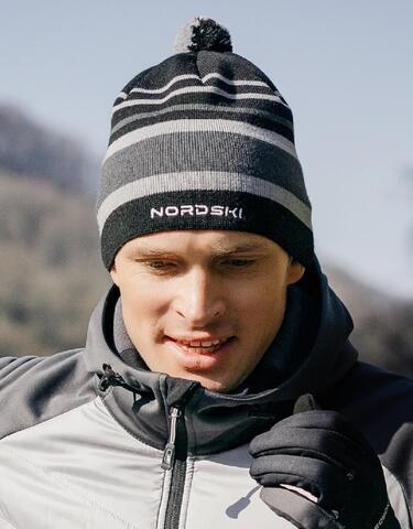 NSV473201 Шапочка унисекс NORDSKI Bright, цв. черный-серый