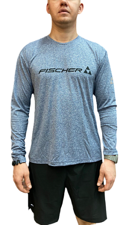 GR8222-950 Лонгслив муж. FISCHER Logo Long серый меланж