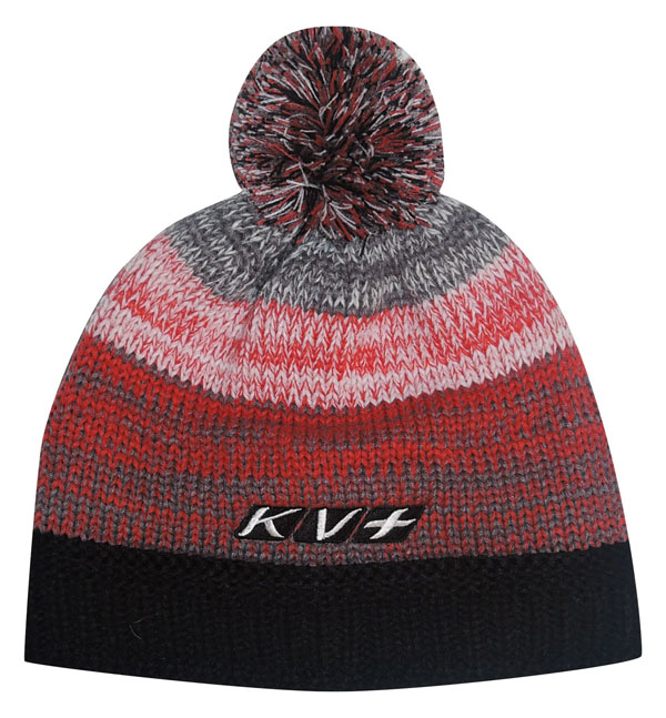 6A21.104 Шапка унисекс KV+ Rigi, цв. черный/ красный/ серый