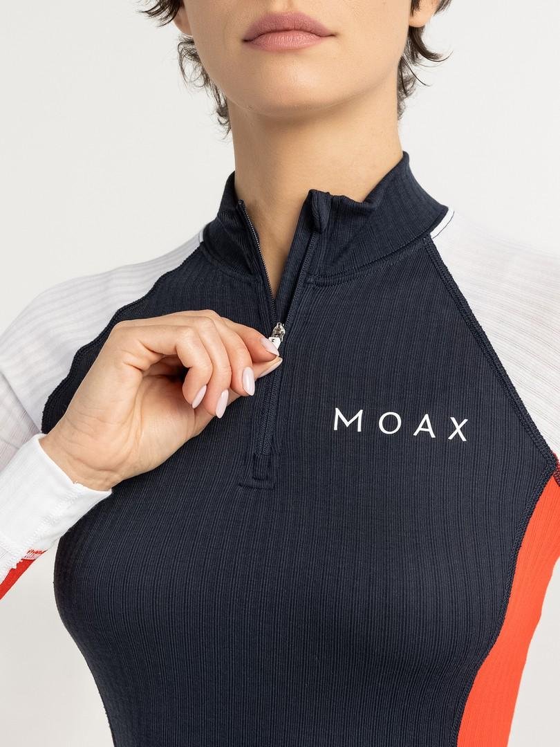 MX114040-75120 Термофутболка Moax Race LS с воротн. жен. темно-синий/красный