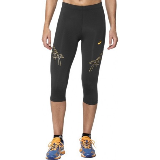121334/0540 Бриджи муж. ASICS Stripe Knee Tight, цв. черный-оранжевый