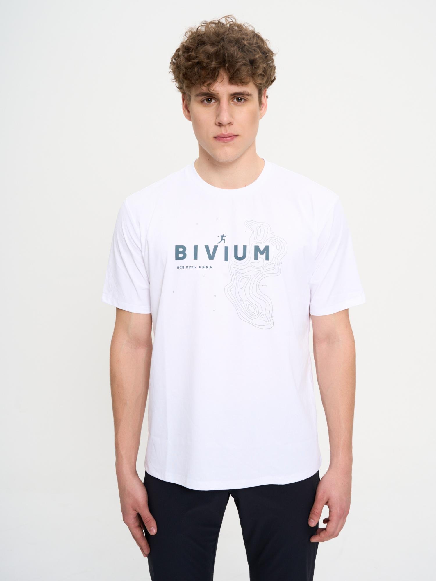AJT102M125-02547 Футболка муж. BIVIUM "Semper 2.0", цв. белый-графитовый