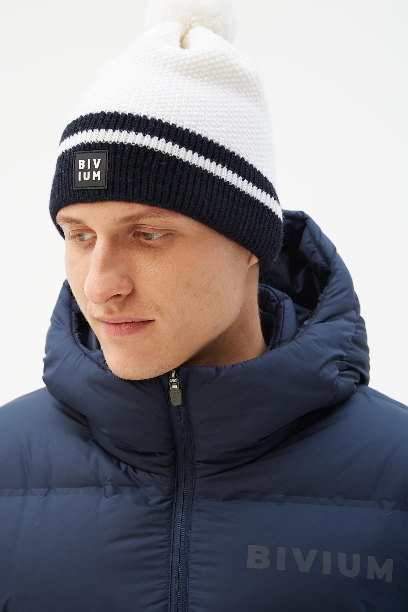 AHW101UN225-00104 Шапка унисекс BIVIUM "Apex", цв. белый-черный