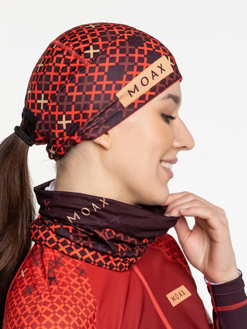 23524M-90000 Шапка гоночная унисекс MOAX Sirius Pony Tail с отверст, цв. красный-бордовый 
