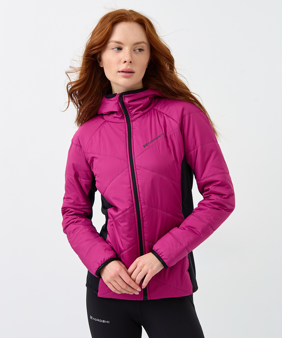 NSW853928 Куртка жен. NordSki Hybrid Hood black/fuchsia