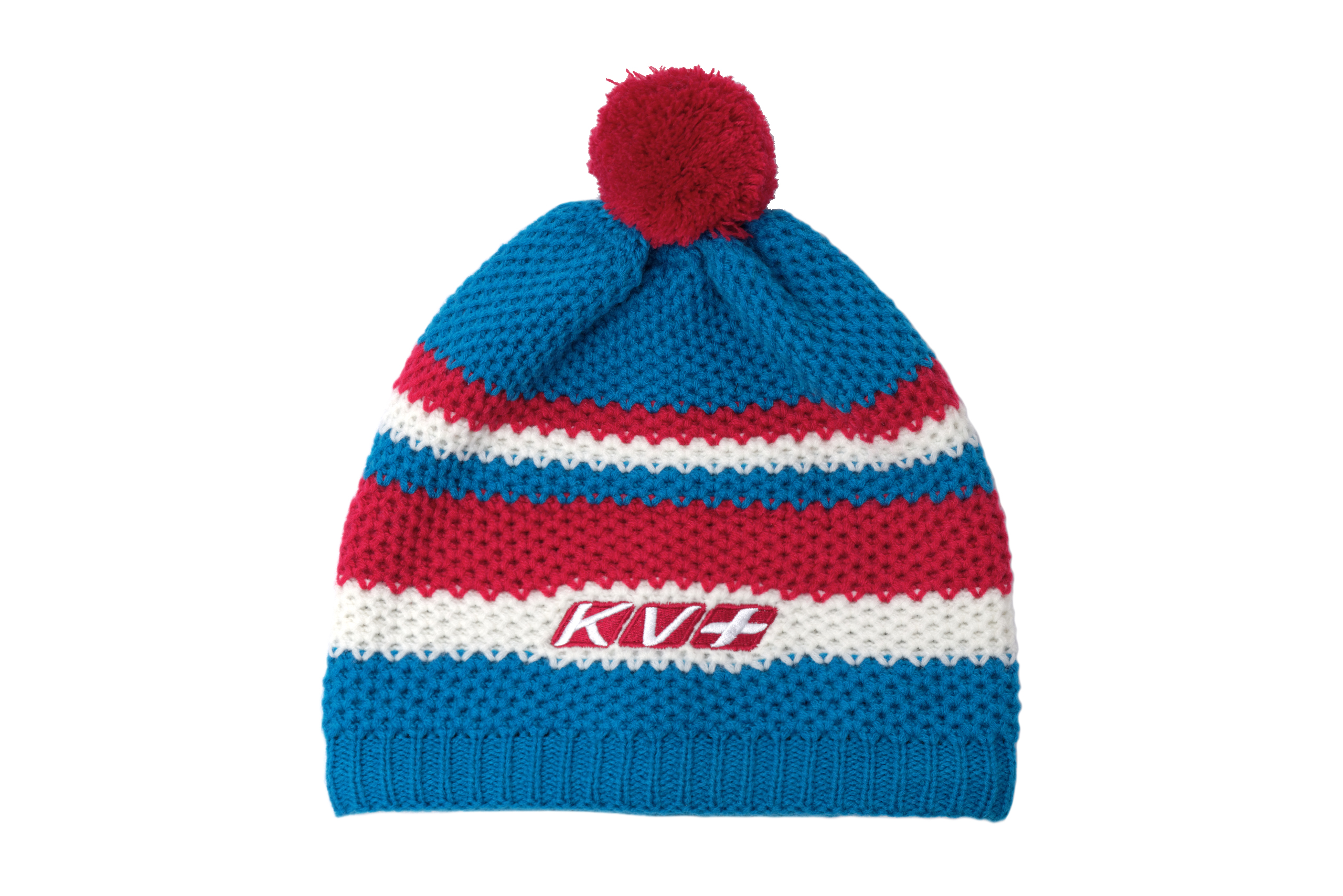 20A12-104 Шапка унисекс KV+ Hat S.Moritz, цв. голубой/красный/белый