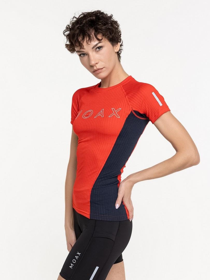 MX114020-99992 Футболка термо жен. MOAX Race SS, цв. красный-тем.синий