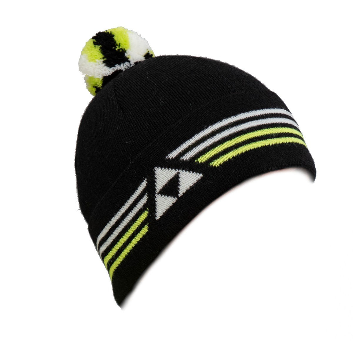GR8250-100 Шапка унисекс FISCHER Pompon, цв. черный/ желтый/ белый