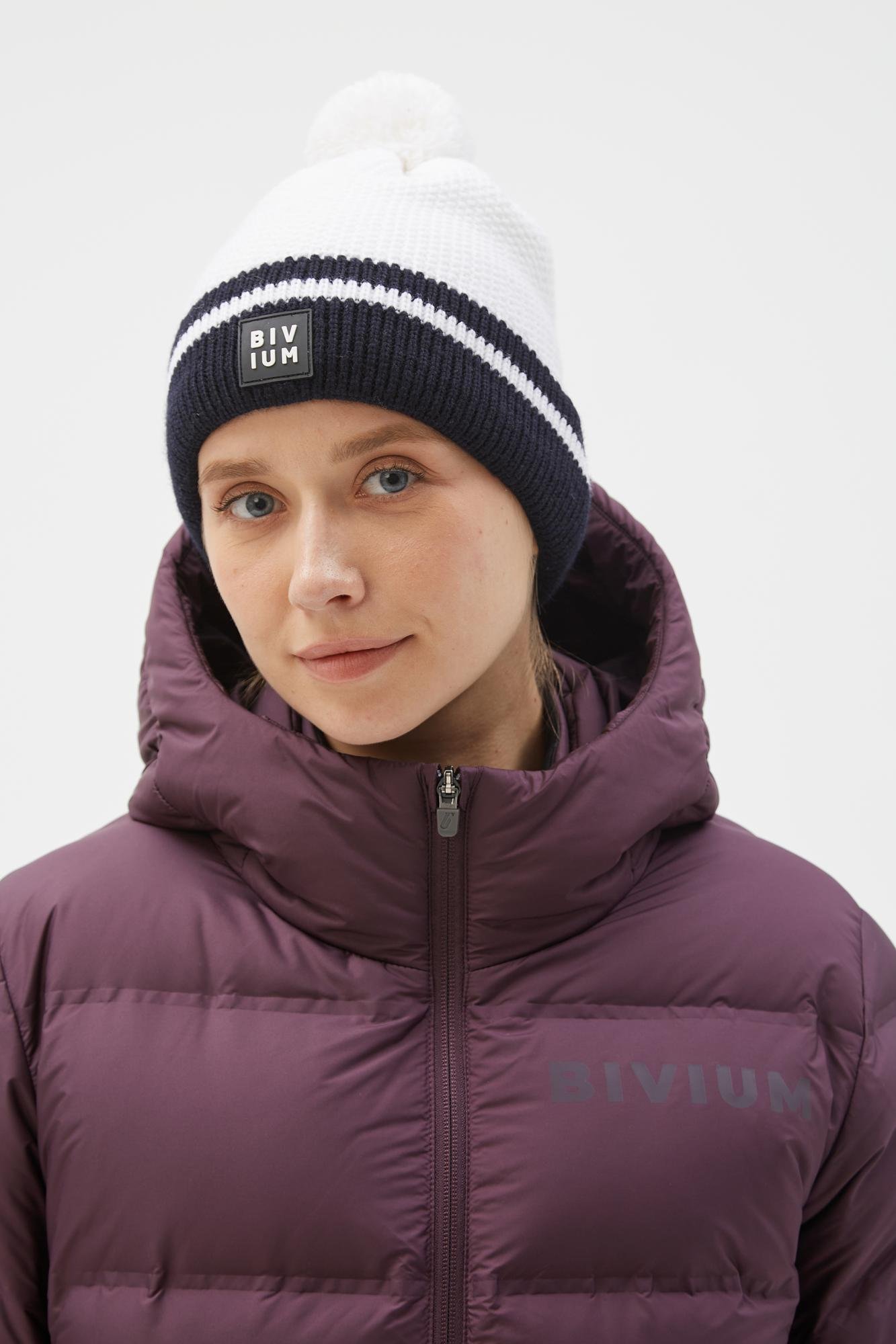 AHW101UN225-00104 Шапка унисекс BIVIUM "Apex", цв. белый-черный